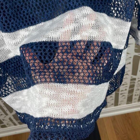 Longline Open Front Loose Knit Striped Cardigan Sweater XXL - Picture 7 of 8